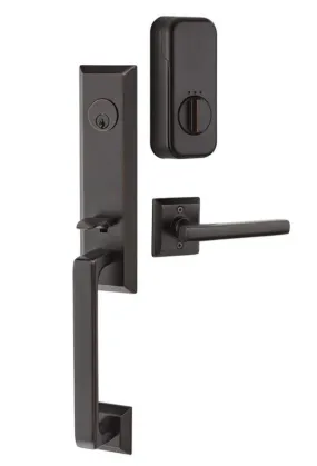 Emtek Single Cylinder Transitional Heritage Monolithic Handleset EMPowered Motorized Smart Lock Upgrade With Providence Knob