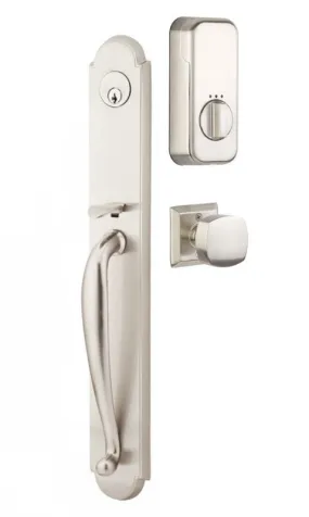 Emtek Single Cylinder Wilmington Handleset EMPowered Motorized Smart Lock Upgrade With Dumont Lever