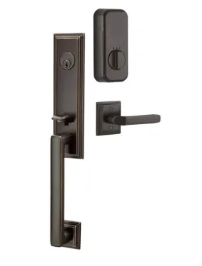 Emtek Single Cylinder Wilshire Handleset EMPowered Motorized Smart Lock Upgrade With Coventry Lever