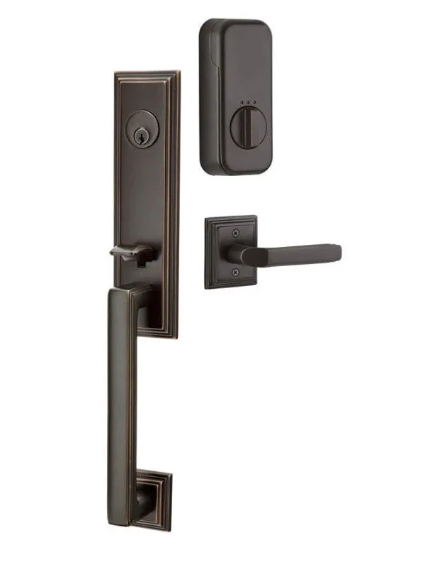 Emtek Single Cylinder Wilshire Handleset EMPowered Motorized Smart Lock Upgrade With Coventry Lever