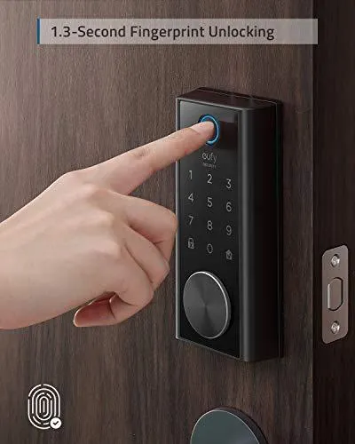 eufy Security Smart Lock Touch, Fingerprint Scanner, Keyless Entry Door Lock, Bluetooth Electronic Deadbolt, Touchscreen Keypad, IP65 Weatherproofing, Compatible with Wi-Fi Bridge (Sold Separately)