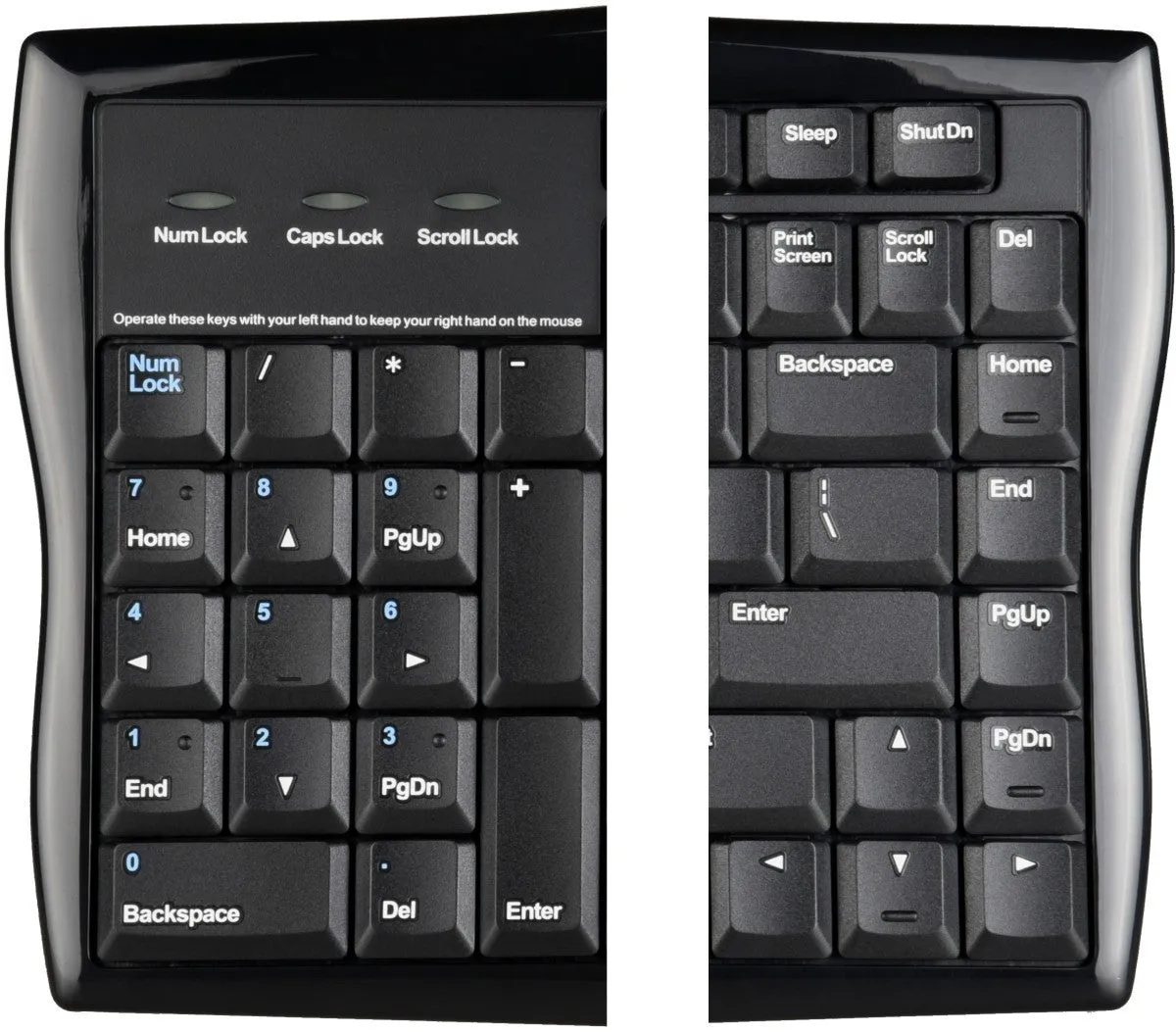 Evoluent Reduced Reach Keyboard w/ Numeric Pad on Left Side, R3K