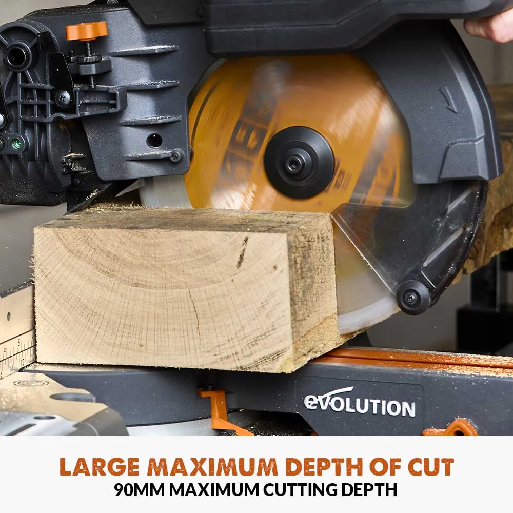 Evolution Cordless R255SMS-DB-Li  Double Bevel Mitre Saw & XL Stand