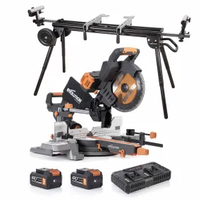 Evolution Cordless R255SMS-DB-Li  Double Bevel Mitre Saw & XL Stand