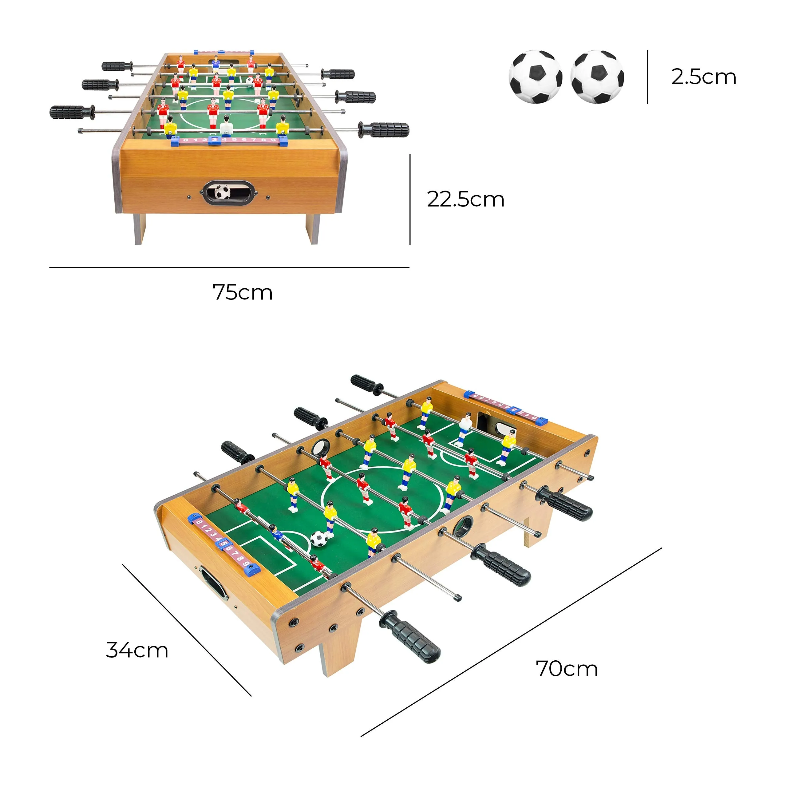 Global Gizmos 50580 Deluxe Table Top Football Foosball Game | Kids/Adults/Family | Retro Classic | Lightweight & Portable, 69cm x 37cm