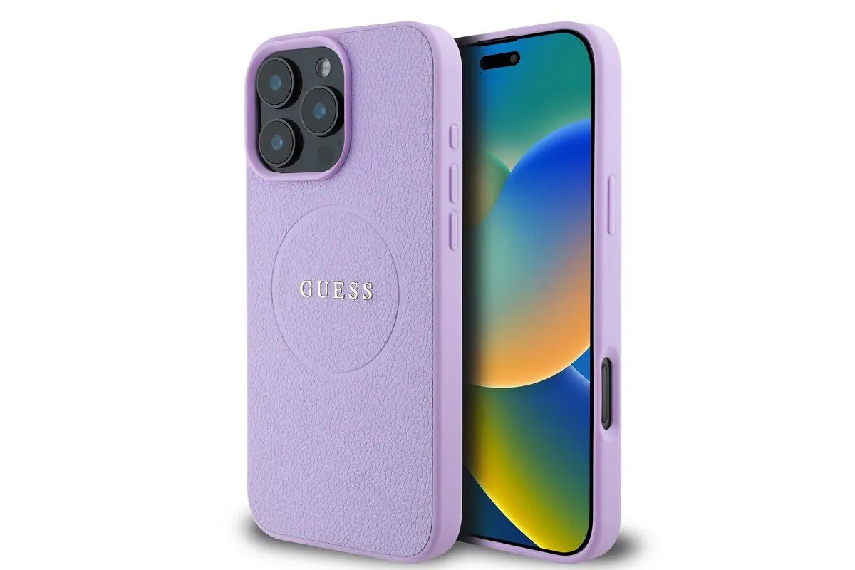 Guess PU Grained Classic Logo Case with MagSafe for iPhone 16 Pro Max 6.9" Purple - GUHMP16XPGHSMMU