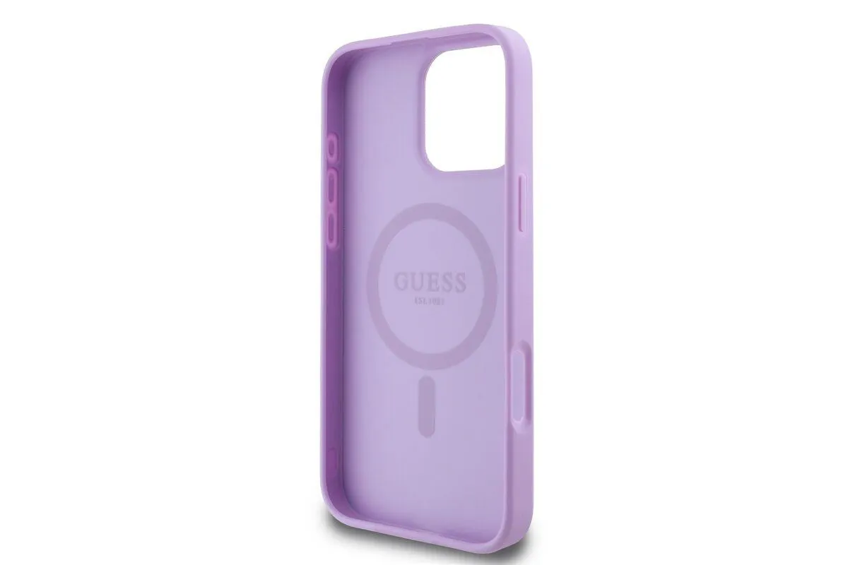 Guess PU Grained Classic Logo Case with MagSafe for iPhone 16 Pro Max 6.9" Purple - GUHMP16XPGHSMMU