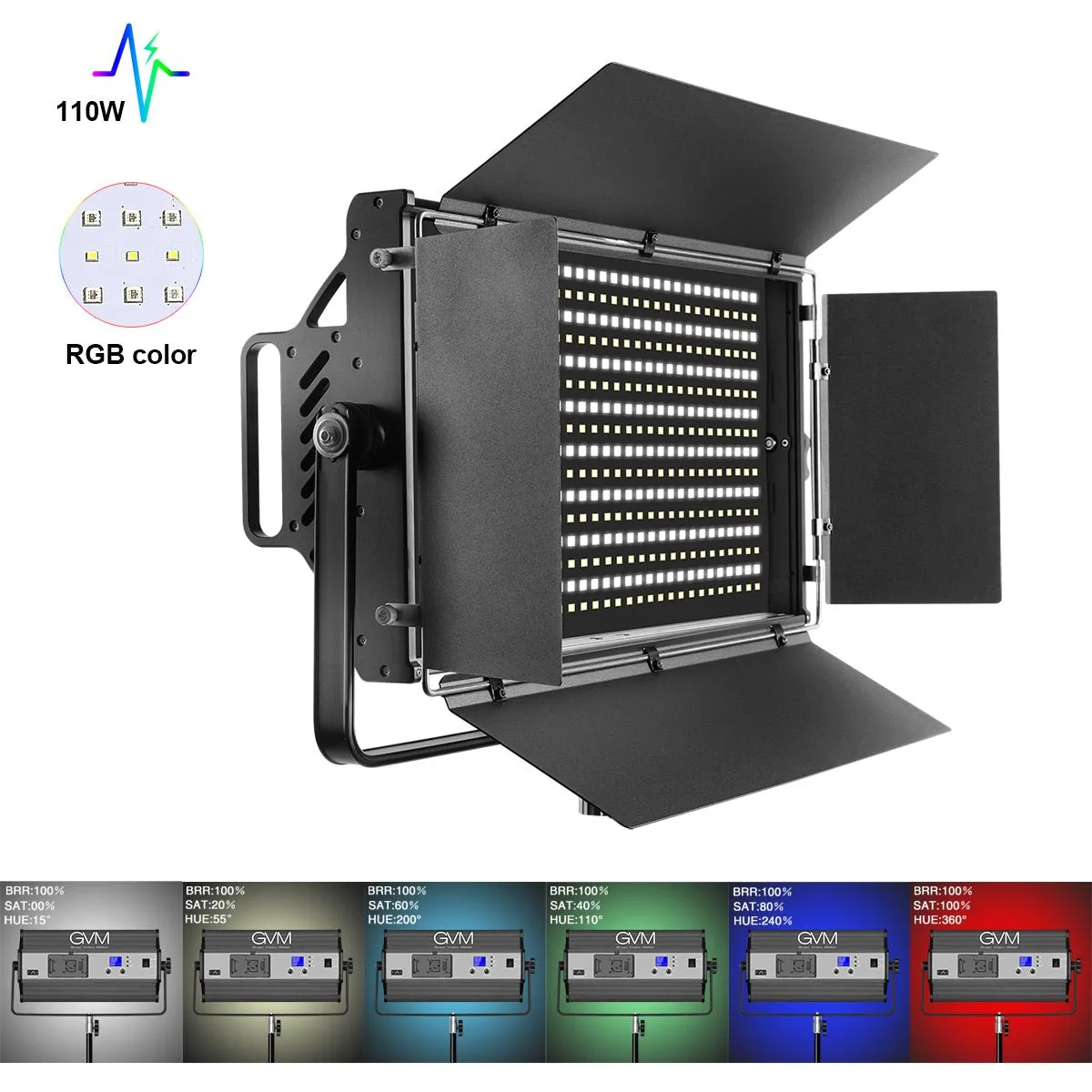 GVM 110S RGB Powerful Bi-color and RGB Video Panel Light