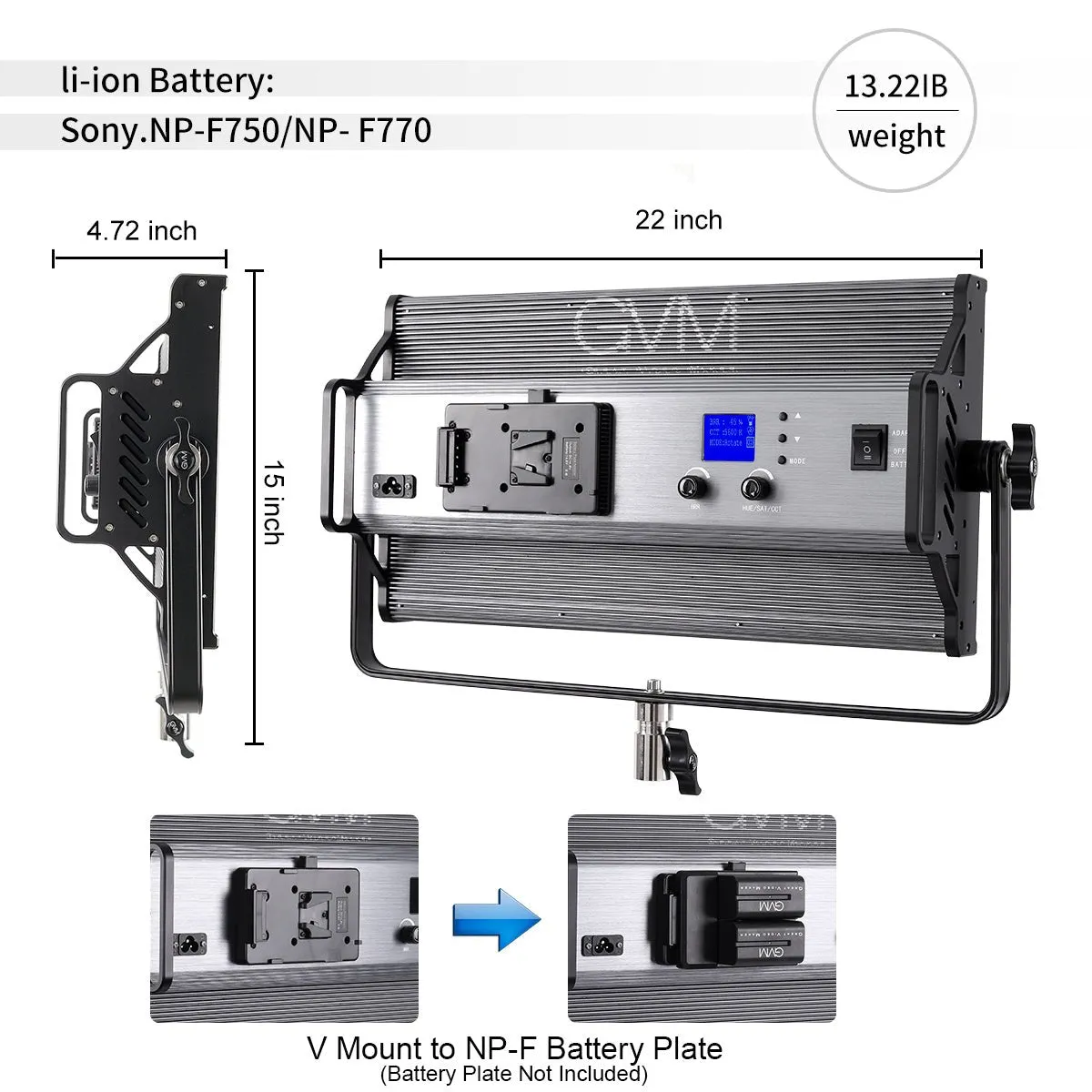 GVM 110S RGB Powerful Bi-color and RGB Video Panel Light