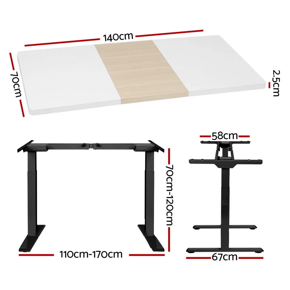 Height Adjustable Motorised Standing Desk, Dual Motor, 140cm - Artiss