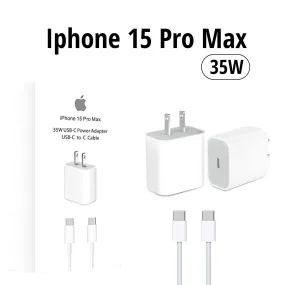 IPHONE 15 PRO MAX 2 PIN (US PIN) 35W USB-C POWER ADAPTER WITH USB-C TO C CABLE