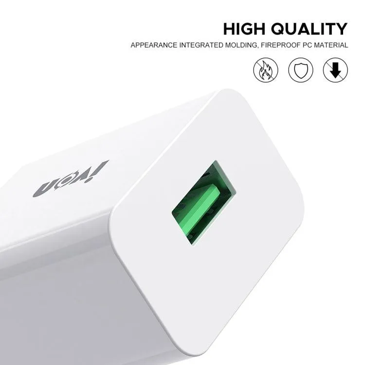 IVON AD-35 2-in-1 18W Quick Charge 3.0 USB Travel Charger with 1m USB to USB-C Data Cable Set