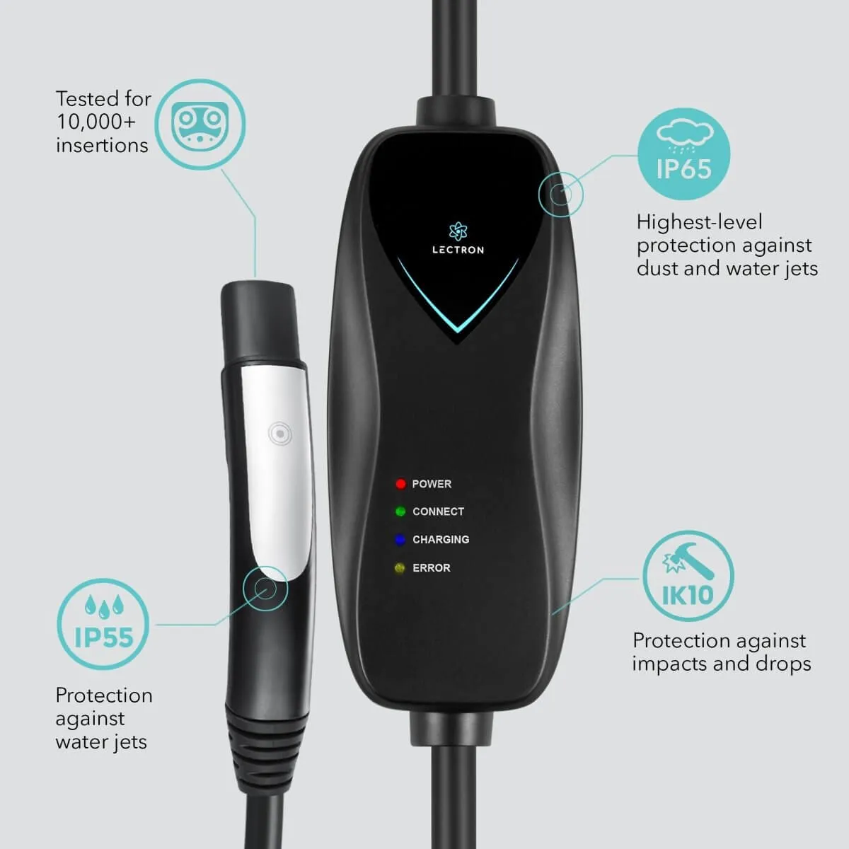 Lectron Portable Level 1 Tesla EV Charger   300 Amp CCS to Tesla EV Charger Adapter Bundle | 110V | 15 Amp | NEMA 5-15