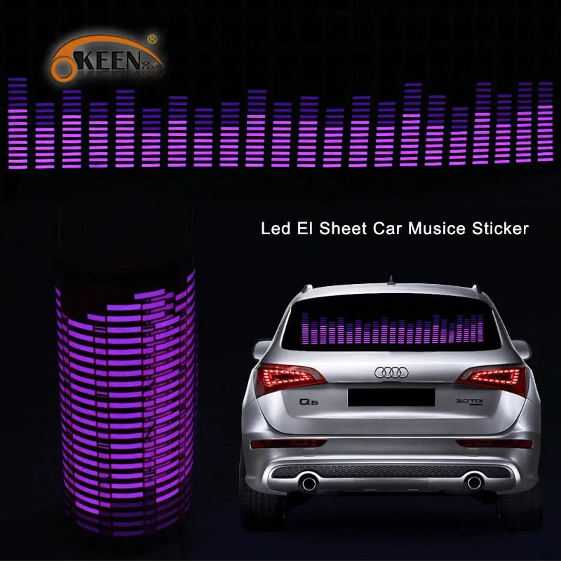 LED Car Windshield Sound Activated Equalizer Car Neon EL Light Music Rhythm Flash Lamp Sticker Styling