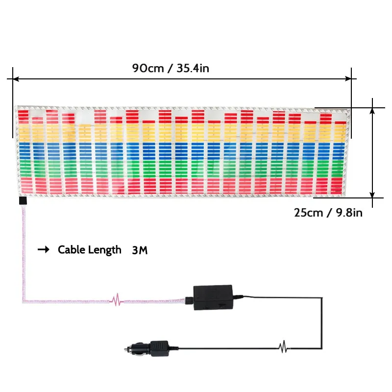 LED Car Windshield Sound Activated Equalizer Car Neon EL Light Music Rhythm Flash Lamp Sticker Styling