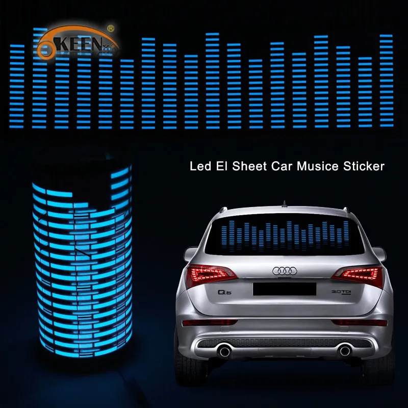 LED Car Windshield Sound Activated Equalizer Car Neon EL Light Music Rhythm Flash Lamp Sticker Styling