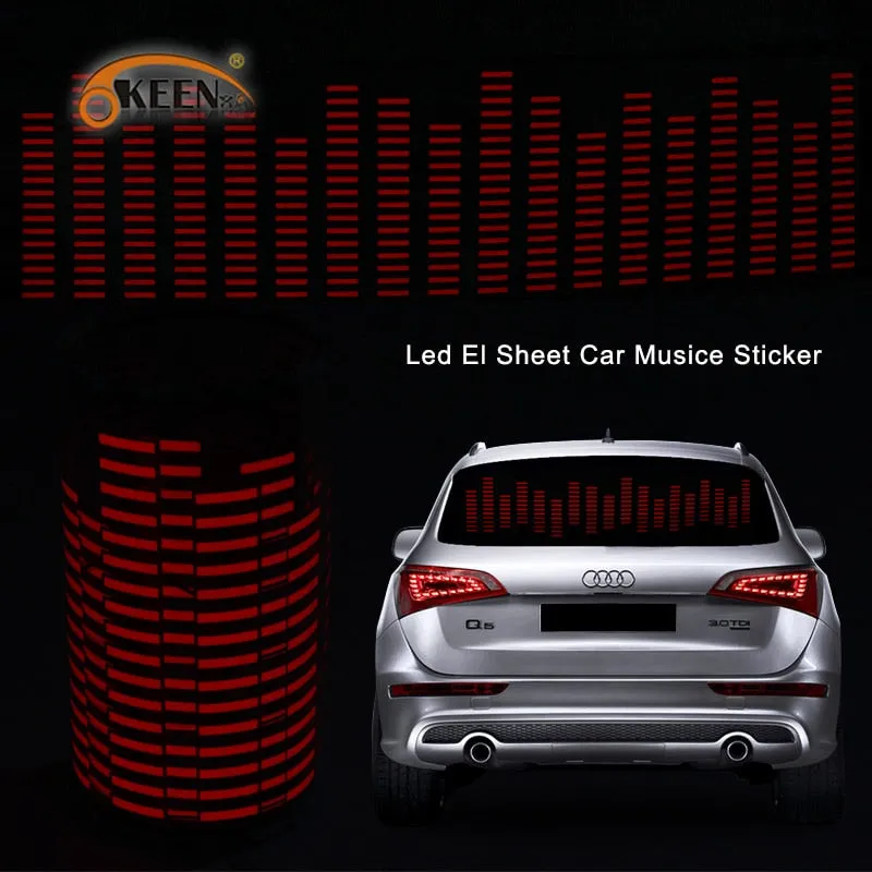 LED Car Windshield Sound Activated Equalizer Car Neon EL Light Music Rhythm Flash Lamp Sticker Styling