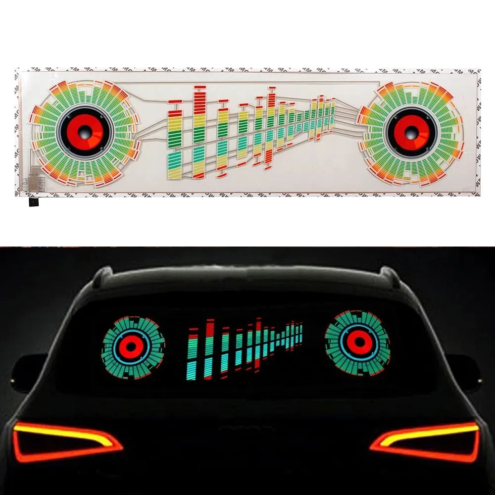 LED Car Windshield Sound Activated Equalizer Car Neon EL Light Music Rhythm Flash Lamp Sticker Styling