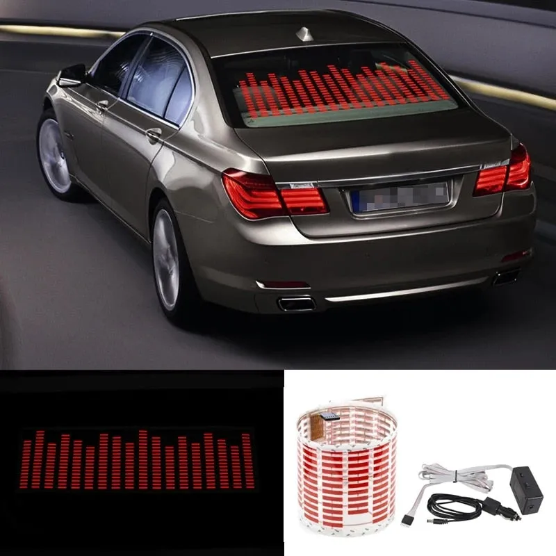 LED Car Windshield Sound Activated Equalizer Car Neon EL Light Music Rhythm Flash Lamp Sticker Styling