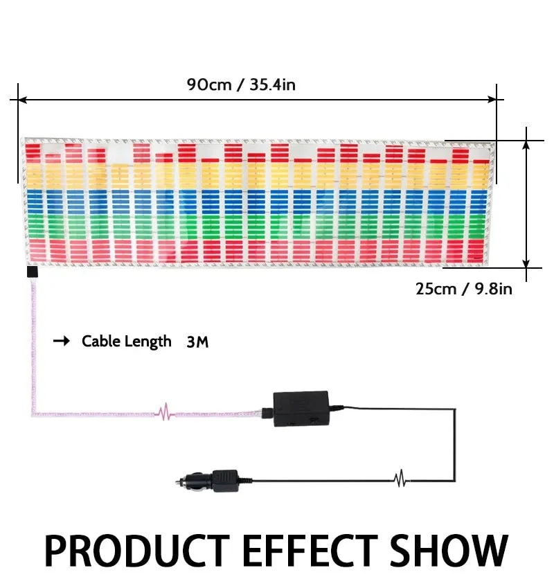 LED Car Windshield Sound Activated Equalizer Car Neon EL Light Music Rhythm Flash Lamp Sticker Styling