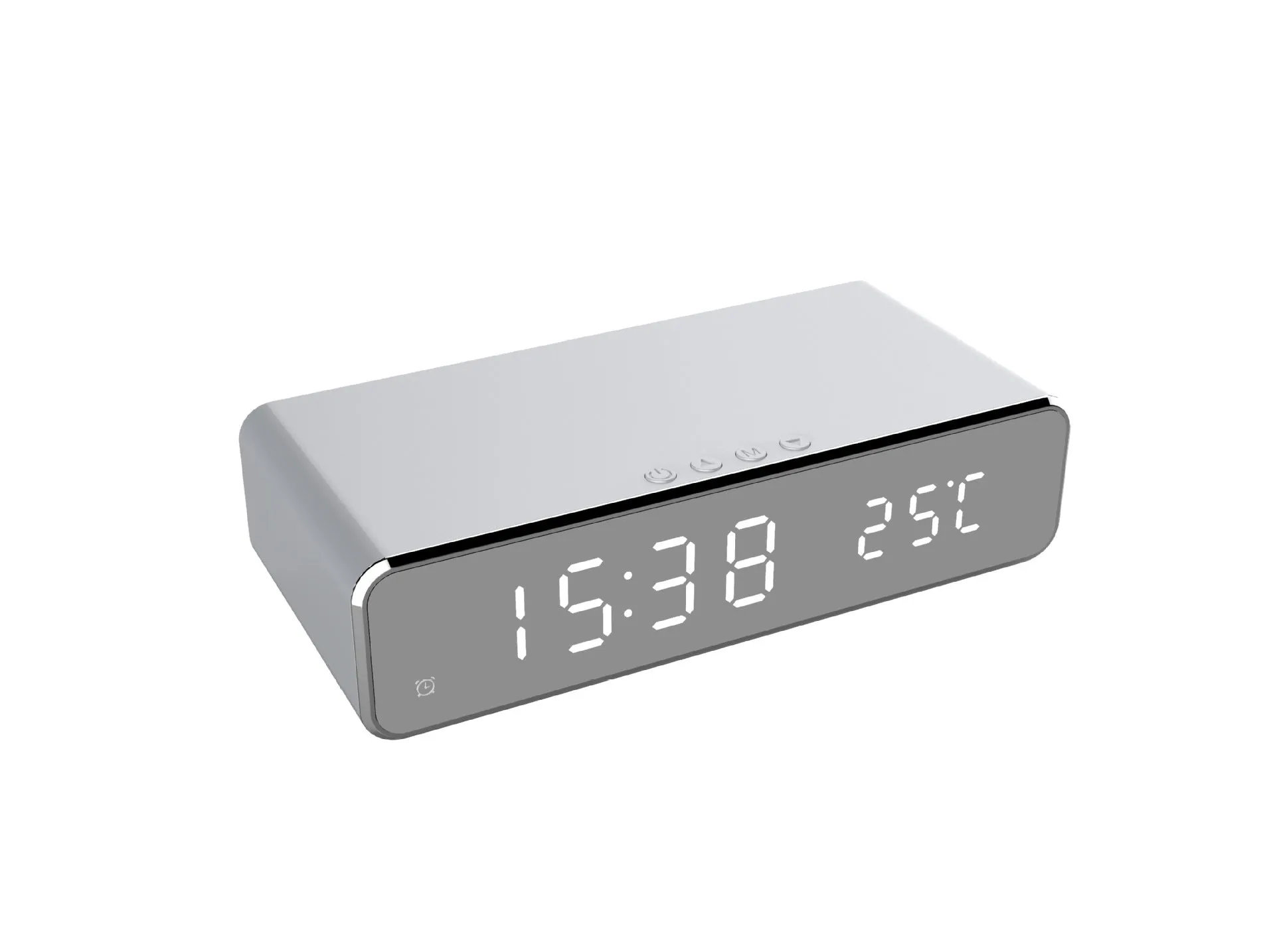 LED Electric Alarm Clock with Wireless Charger – HD Mirror Desktop Decor