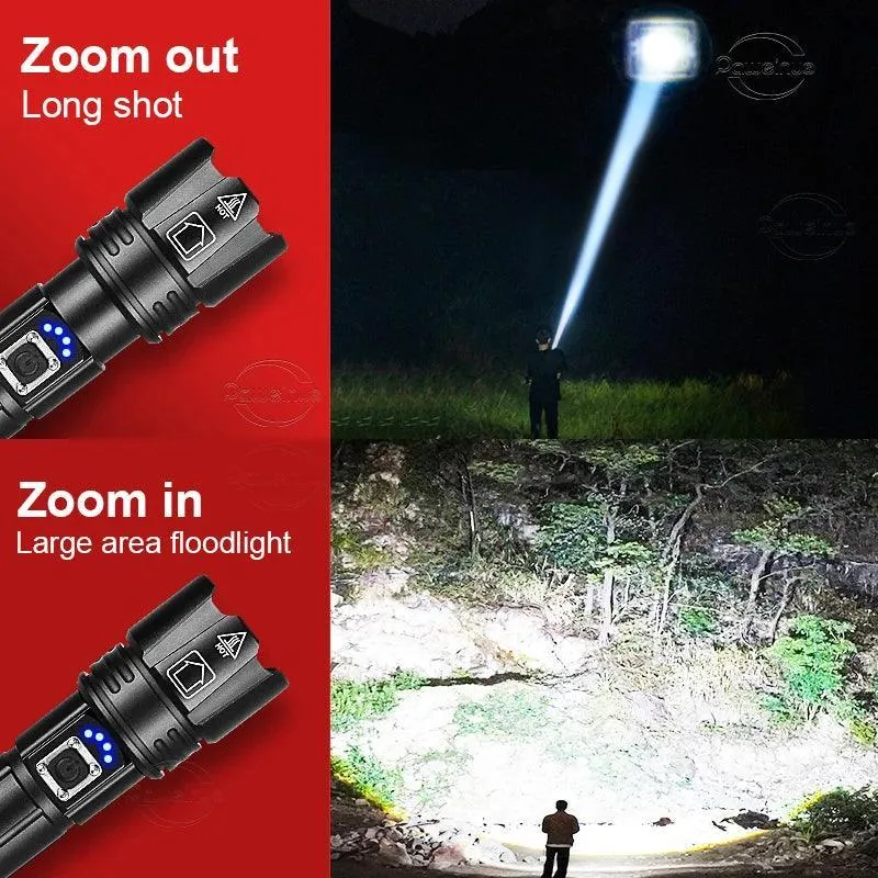 LED Flashlight with Power Bank: Rechargeable Torch for Camping & Emergencies