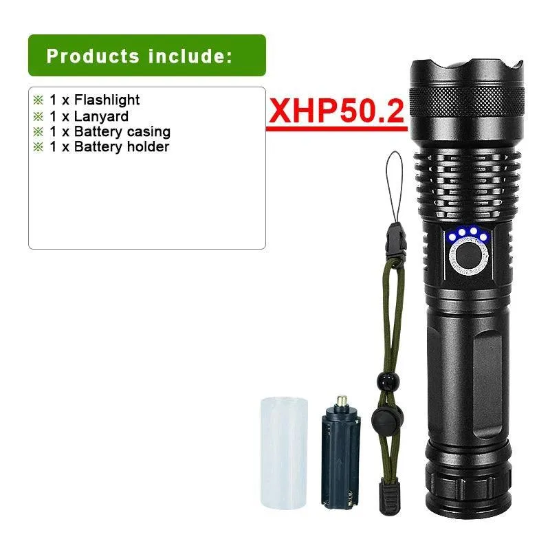 LED Flashlight with Power Bank: Rechargeable Torch for Camping & Emergencies