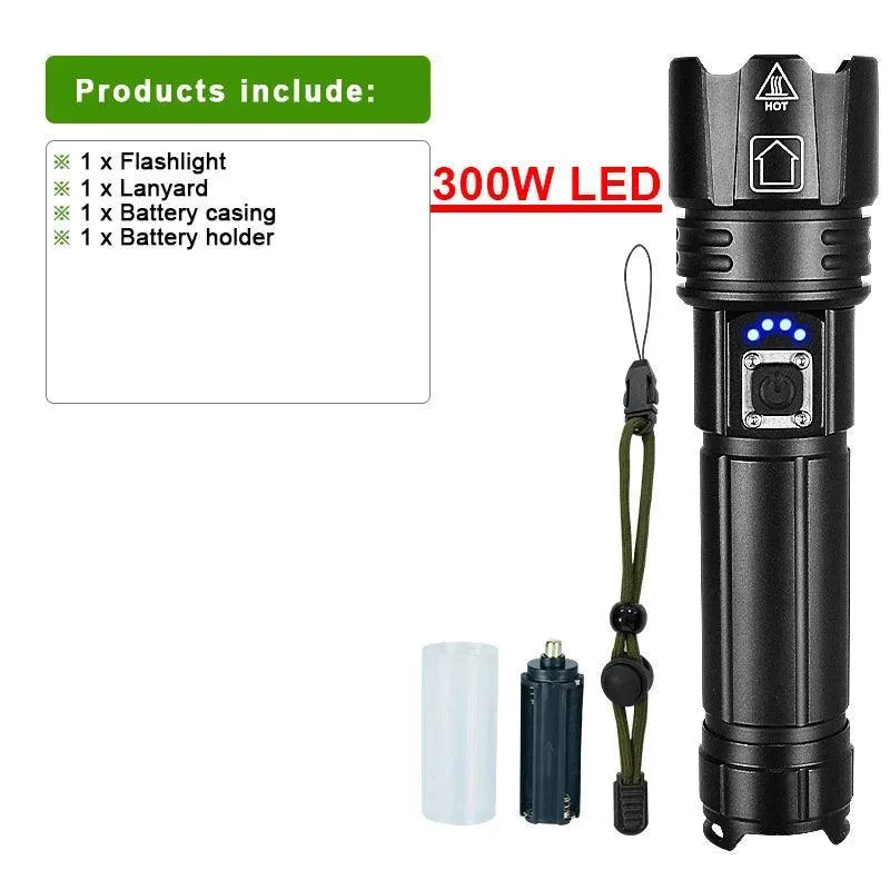 LED Flashlight with Power Bank: Rechargeable Torch for Camping & Emergencies