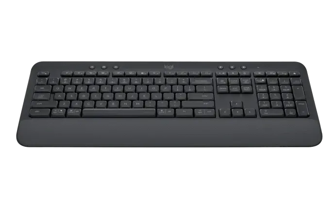 Logitech Signature K650 Wireless Keyboard with Wrist Rest, Full-Size, BLE Bluetooth or Logi Bolt USB Receiver, Comfort Deep-Cushioned Keys, Numpad.