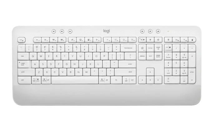 Logitech Signature K650 Wireless Keyboard with Wrist Rest, Full-Size, BLE Bluetooth or Logi Bolt USB Receiver, Comfort Deep-Cushioned Keys, Numpad.