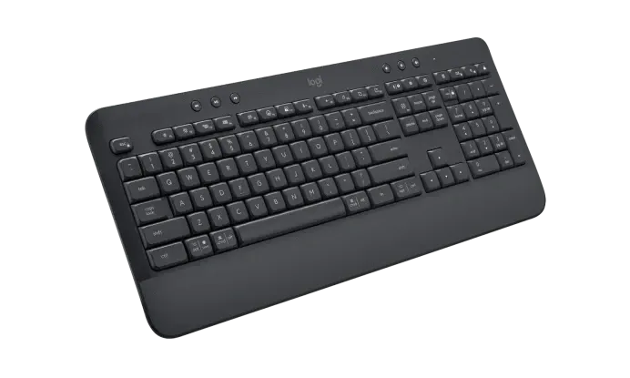 Logitech Signature K650 Wireless Keyboard with Wrist Rest, Full-Size, BLE Bluetooth or Logi Bolt USB Receiver, Comfort Deep-Cushioned Keys, Numpad.