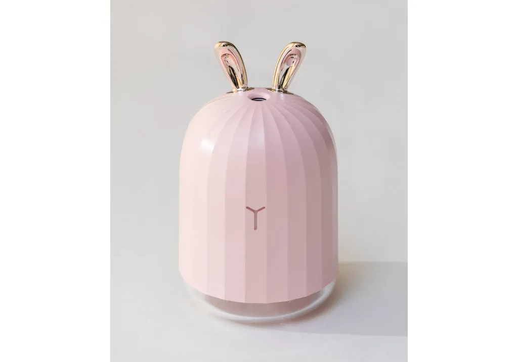 Luxe Rose Gold and Pink Bunny Travel Humidifier with LED Spectrum Nightlight