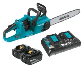 Makita XCU04PT Chainsaw Kit, Battery Included, 5 Ah, 18 V, Lithium-Ion, 16 in L Bar, 3/8 in Pitch :EA: QUANTITY: 1