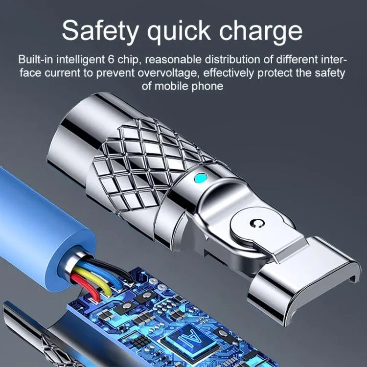 Mech Series 6A 120W Fast Charging USB to Type-C Cable with 180-Degree Metal Connector - 1.2m Length