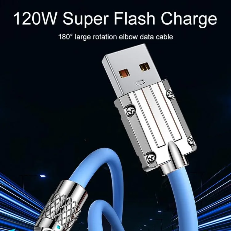 Mech Series 6A 120W Fast Charging USB to Type-C Cable with 180-Degree Metal Connector - 1.2m Length