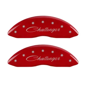 Mgp Caliper Cover Classic Challenger Logo Brake Caliper Cover Aluminum Red Mopar LC-Body 2011-13 - Set of 4