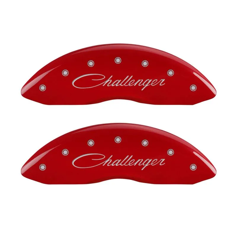 Mgp Caliper Cover Classic Challenger Logo Brake Caliper Cover Aluminum Red Mopar LC-Body 2011-13 - Set of 4