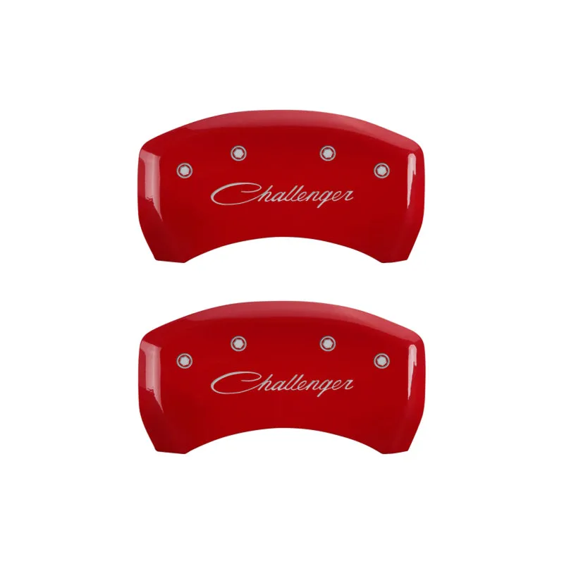 Mgp Caliper Cover Classic Challenger Logo Brake Caliper Cover Aluminum Red Mopar LC-Body 2011-13 - Set of 4