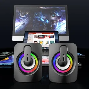 Microphone USB Cable Desktop Computer Speaker With LED Light