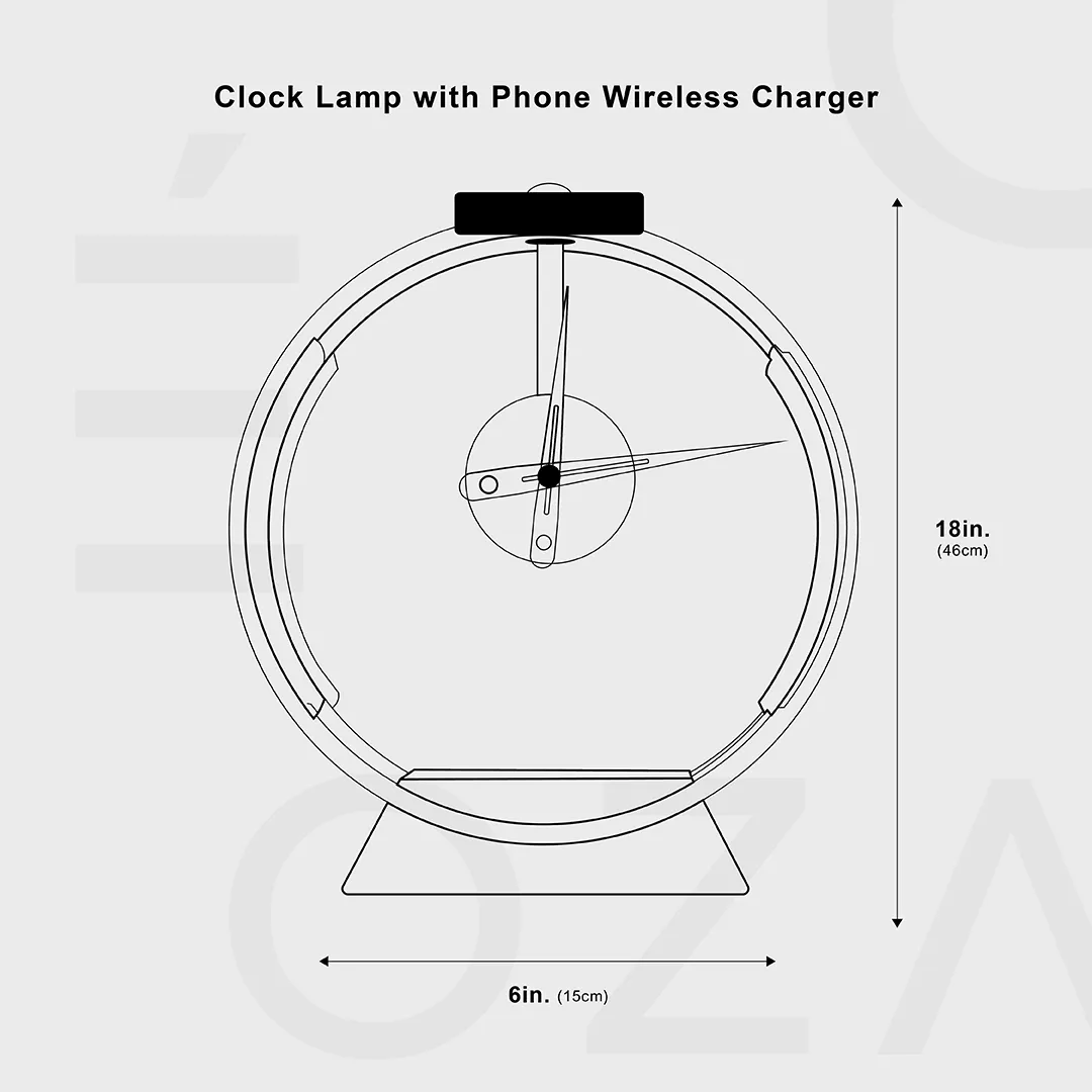 Modern Clock Lamp with Phone Wireless Charger