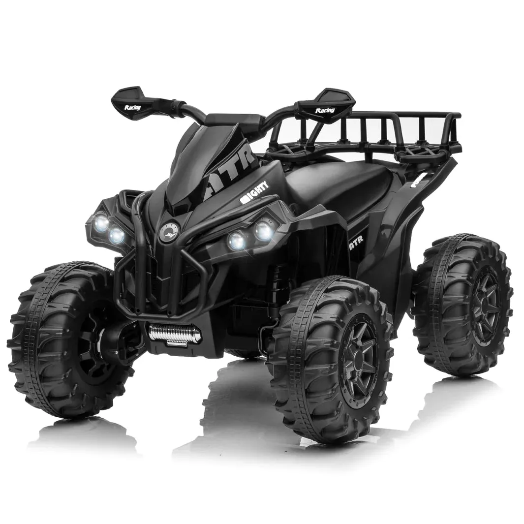 New 12V ATV 1 Seater 2025 Upgraded Ride On | LED Lights | Off-Road | Ages 3-8 | Black Or Red | 3-7Kph