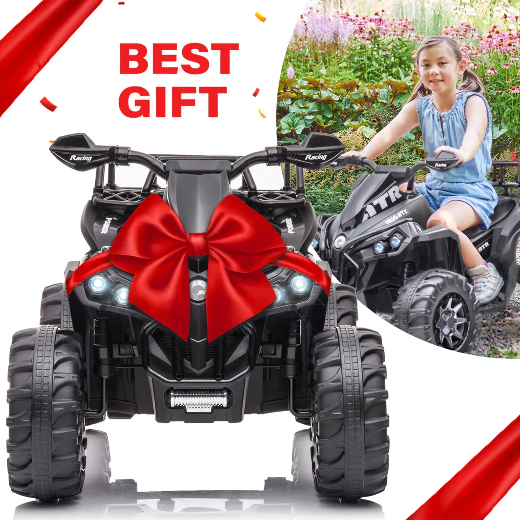 New 12V ATV 1 Seater 2025 Upgraded Ride On | LED Lights | Off-Road | Ages 3-8 | Black Or Red | 3-7Kph