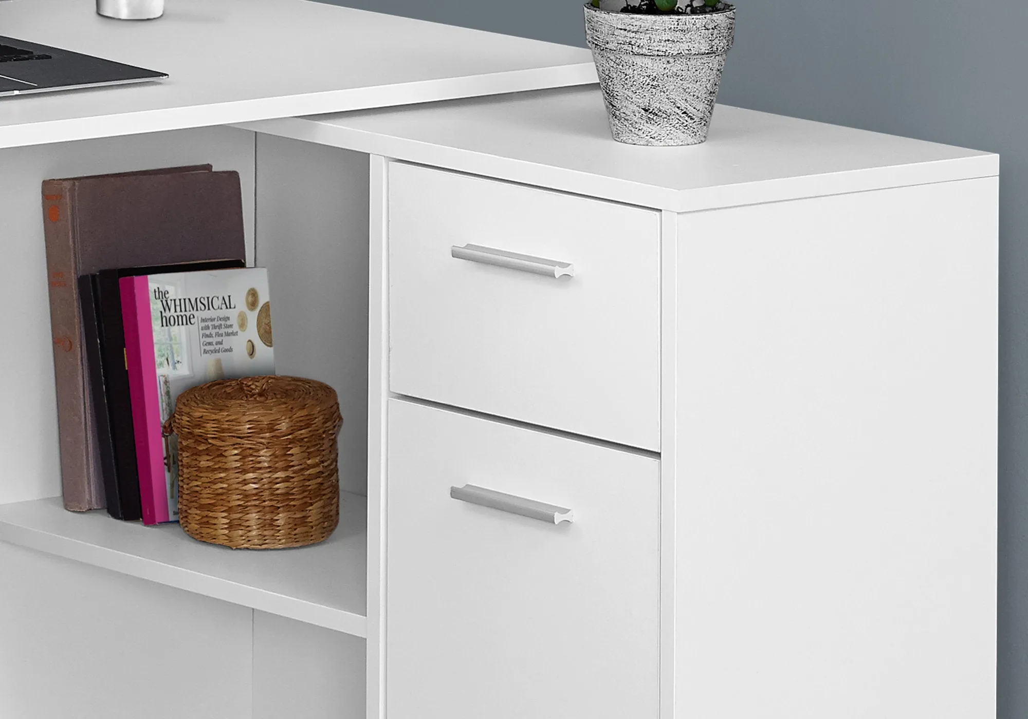 OFFICE SERIES - 46"L / WHITE WITH A STORAGE CABINET