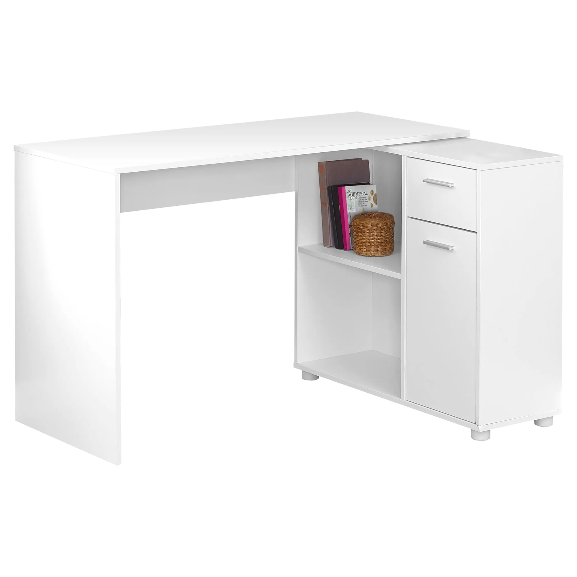 OFFICE SERIES - 46"L / WHITE WITH A STORAGE CABINET