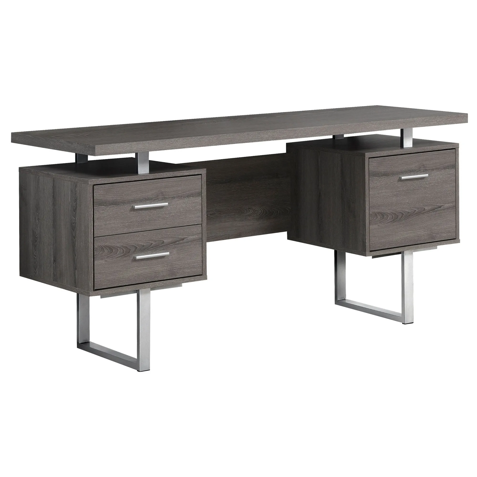 OFFICE SERIES - 60"L / DARK TAUPE / SILVER METAL