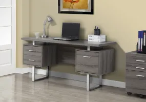 OFFICE SERIES - 60"L / DARK TAUPE / SILVER METAL