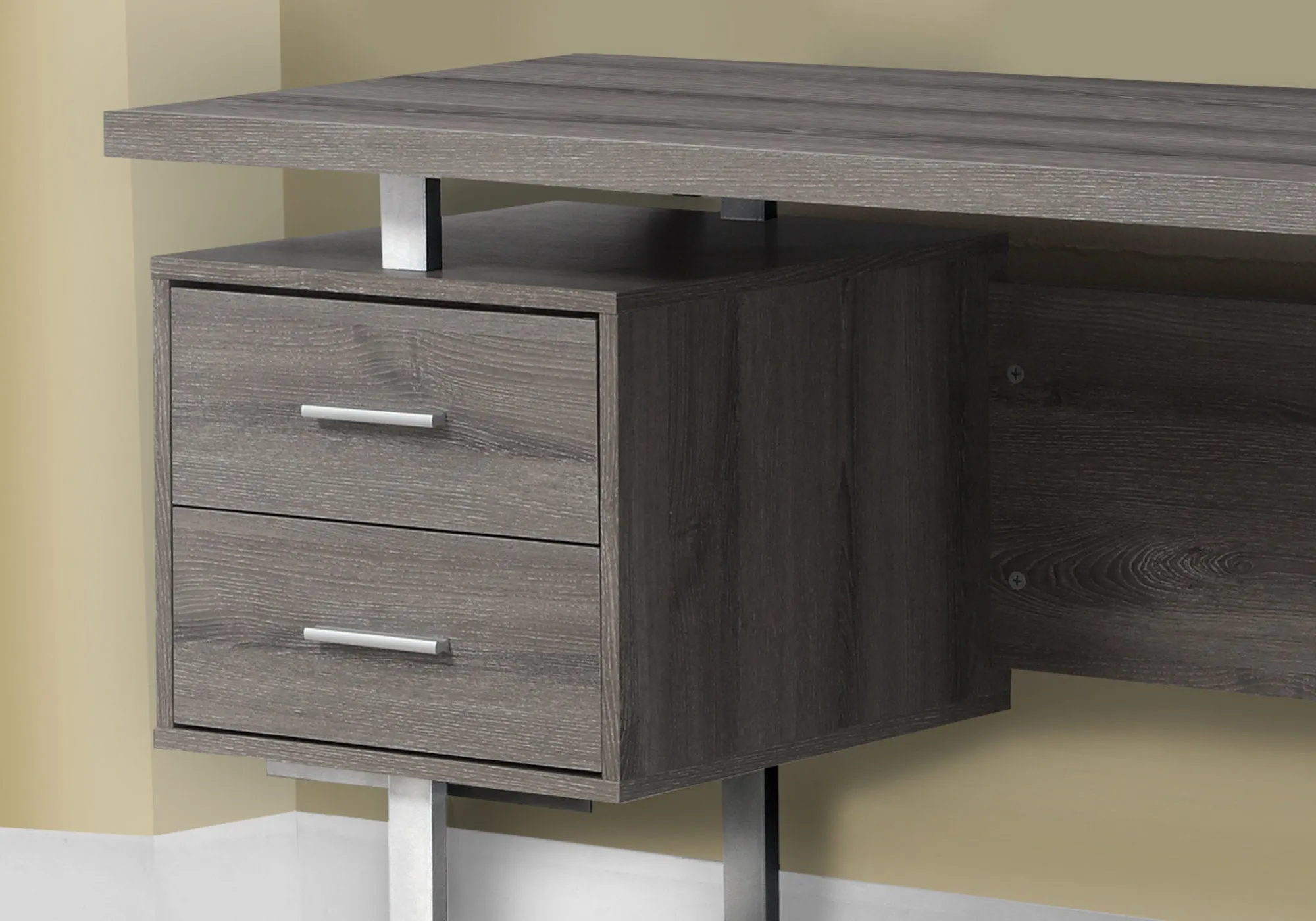 OFFICE SERIES - 60"L / DARK TAUPE / SILVER METAL