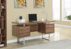 OFFICE SERIES - 60"L / WALNUT / SILVER METAL