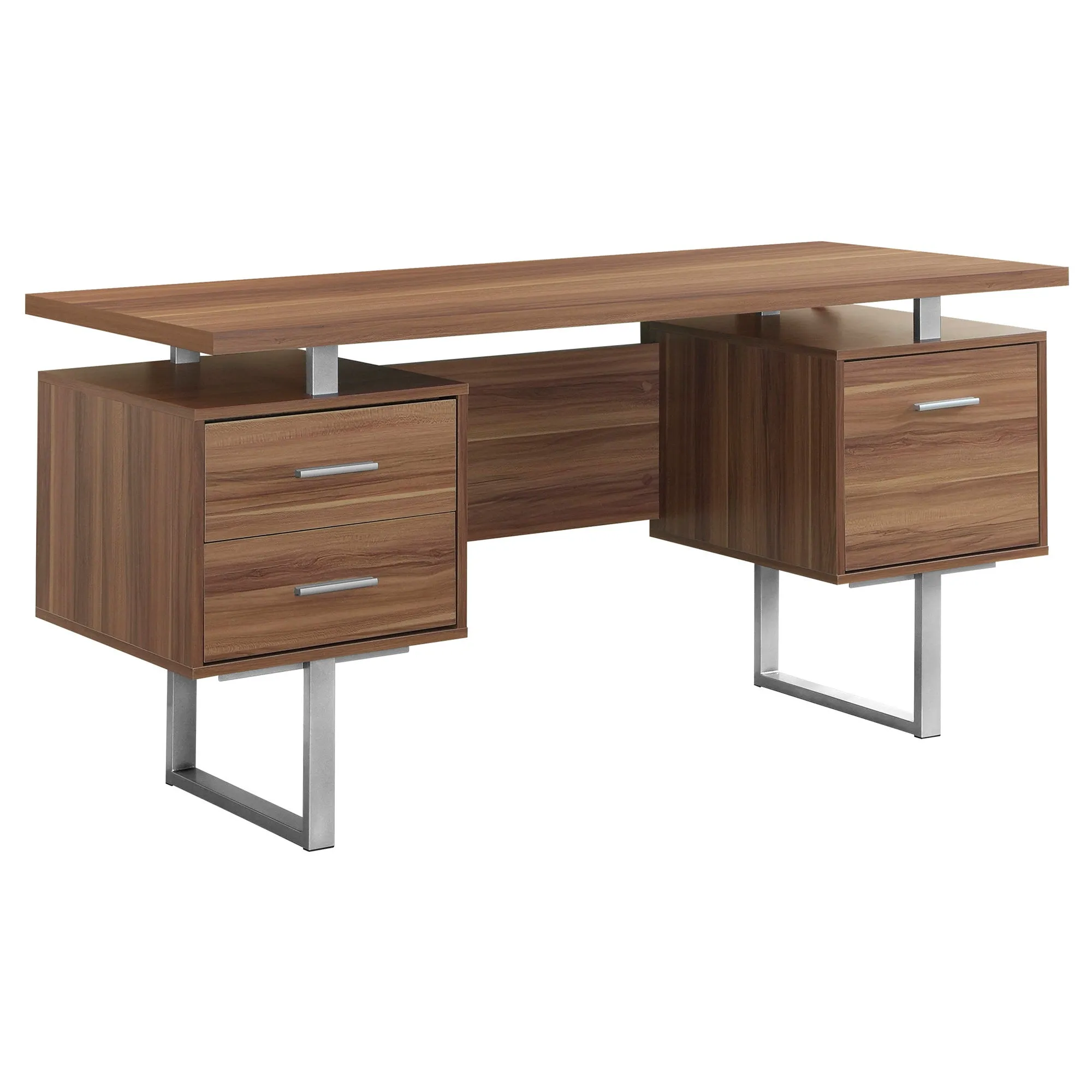 OFFICE SERIES - 60"L / WALNUT / SILVER METAL