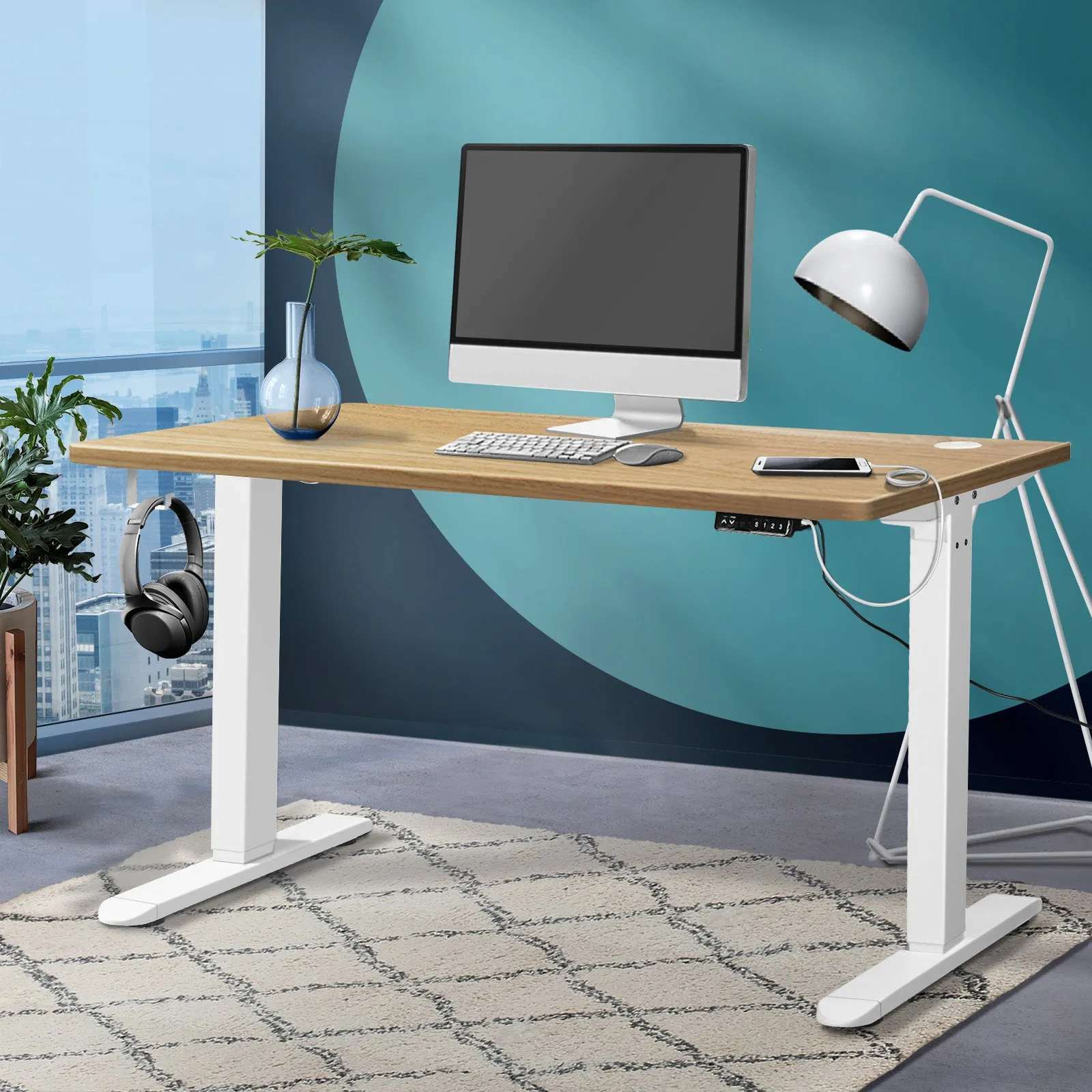 Oikiture Height Adjustable Standing Desk Electric Motorised Sit Stand Up 120cm